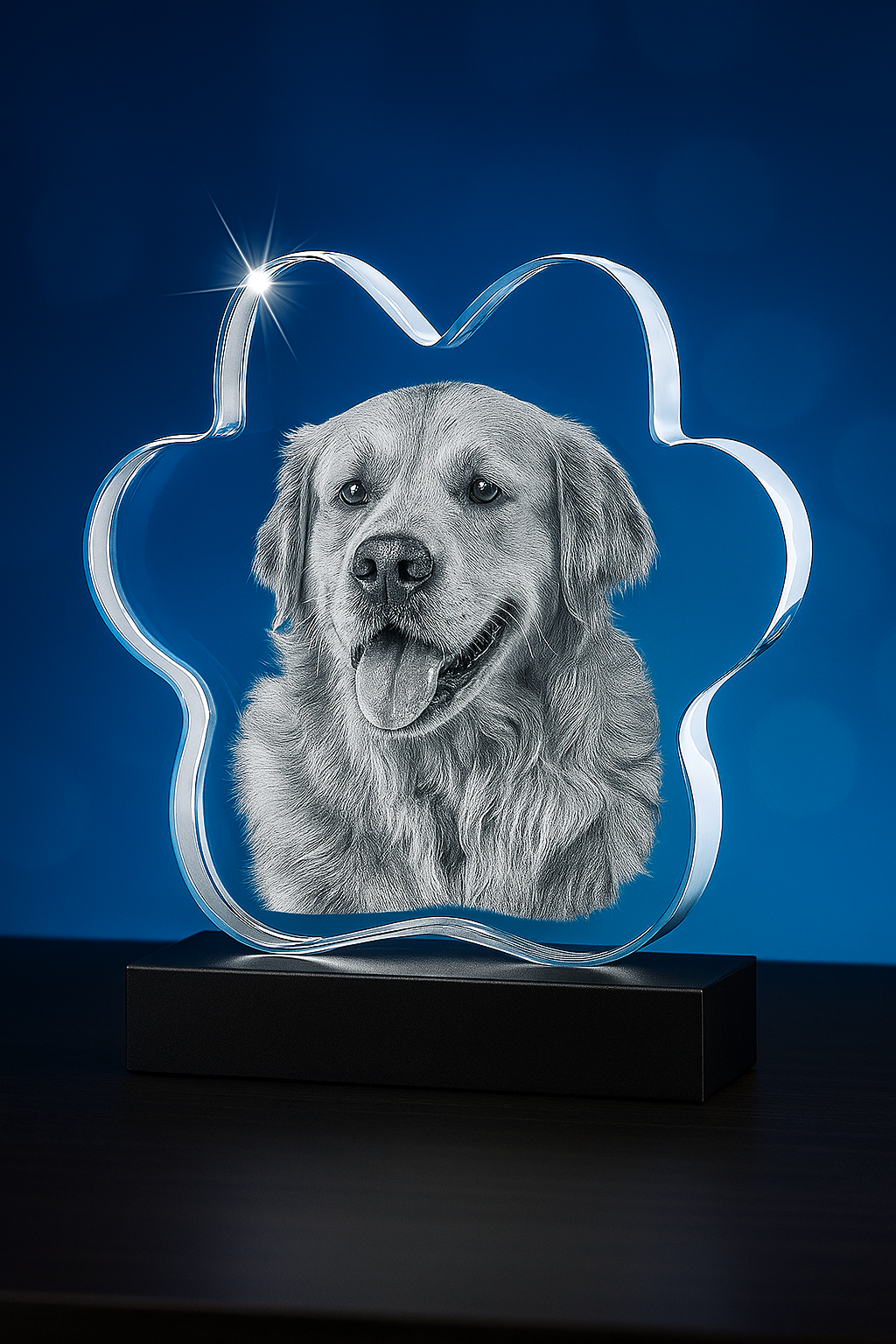 2D Pet Paw Crystal