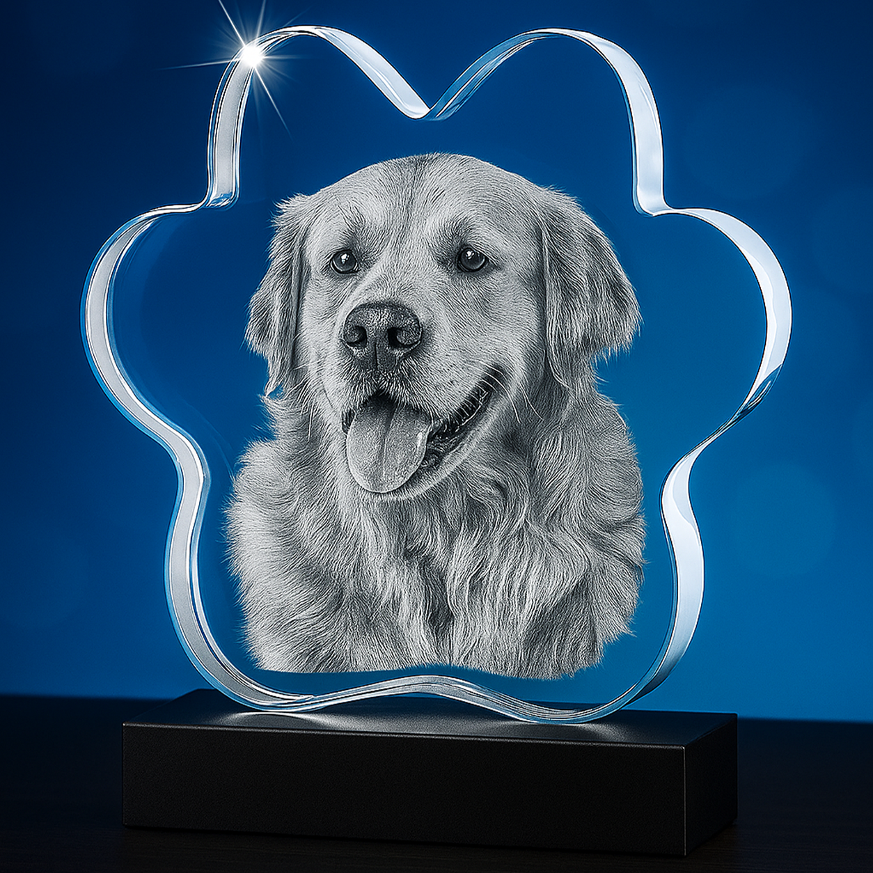 2D Pet Paw Crystal