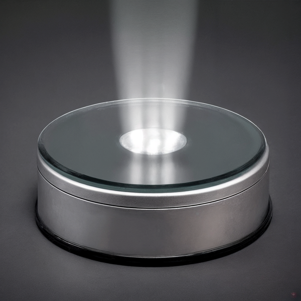 Round Light Base - White Led Silver Finish